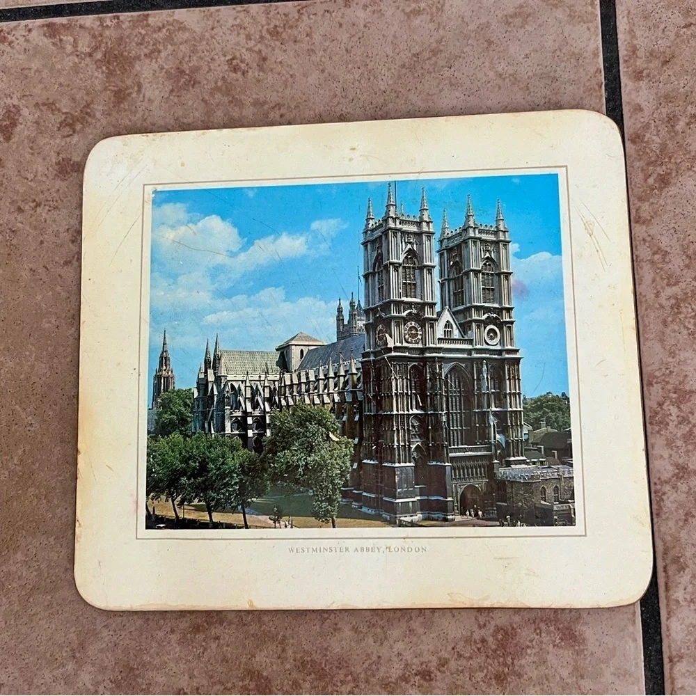Vintage Coaster Set with Scenic Prints 6.5/7 Inch